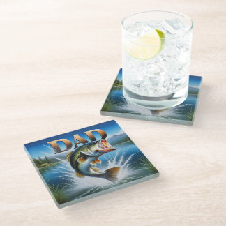 Largemouth Bass Dad Glass Coaster