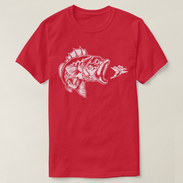 Largemouth Bass Eating Tinkerbell T-Shirt (Design Front)