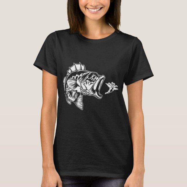 Largemouth Bass Eating Tinkerbell T-Shirt (Front)