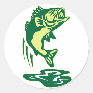 Largemouth Bass fish jumping Classic Round Sticker
