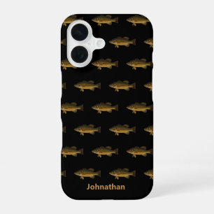 Largemouth Bass Fish Pattern and Name iPhone 16 Case