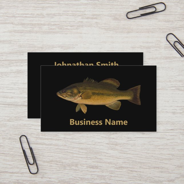 Largemouth Bass Fish Template Business Card (Front/Back In Situ)