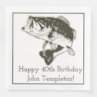 Largemouth Bass Fishing Birthday Napkins