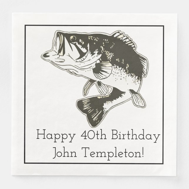 Largemouth Bass Fishing Birthday Napkins (Front)