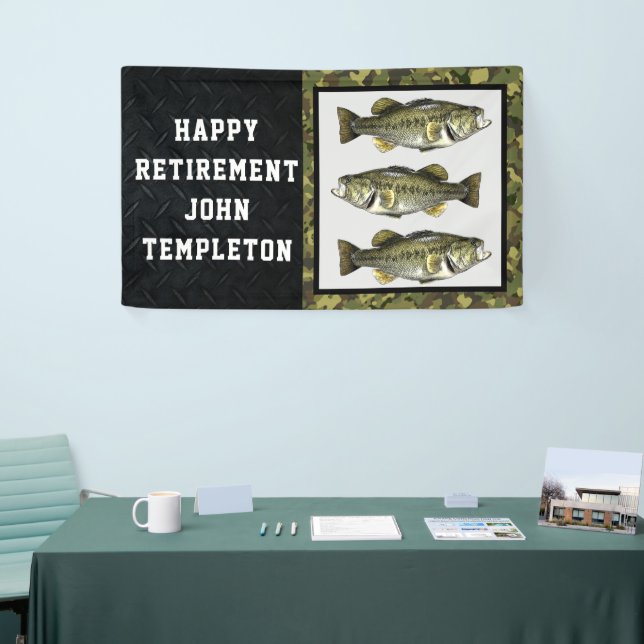 Largemouth Bass Fishing Cool Men's Retirement Camo Banner (Tradeshow)