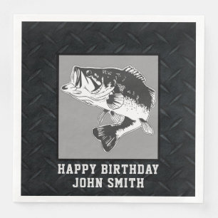 Largemouth Bass Fishing Men's Birthday Party Napkin