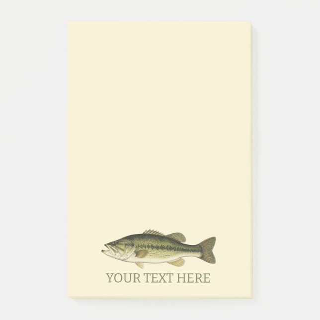 Largemouth Bass Fishing Personalised Post-it Notes (Front)