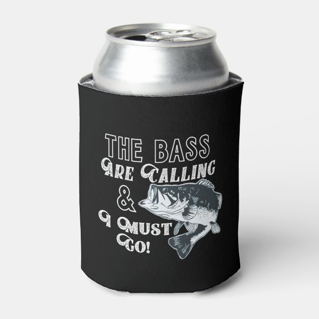 Largemouth Bass Fishing Quote Fisherman Beer Can Cooler (Can Front)
