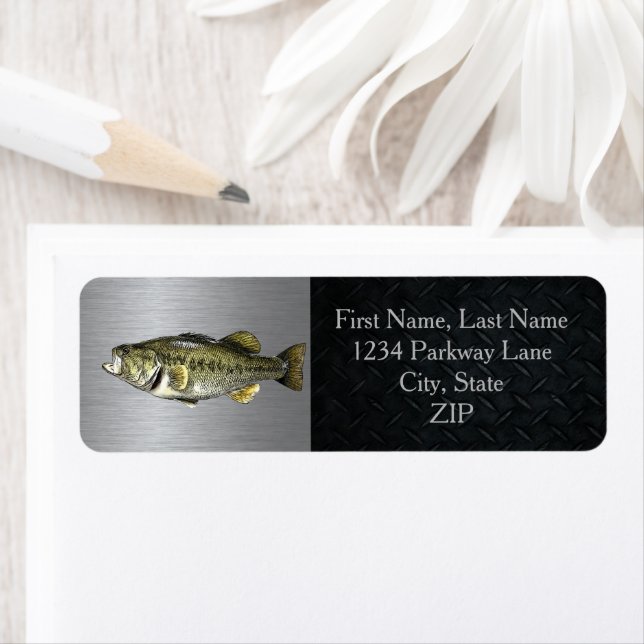 Largemouth Bass Fishing Return Address Labels (Insitu)