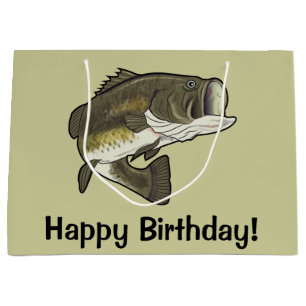 Largemouth Bass Happy Birthday Large Gift Bag