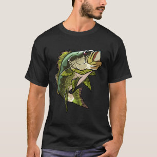 Largemouth Bass Illustration Fish Drawing Fishing T-Shirt