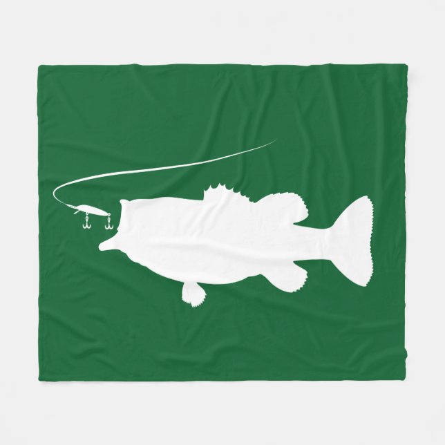 Largemouth Bass in Silhouette Fleece Blanket (Front (Horizontal))