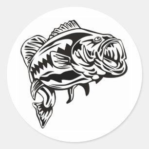 largemouth bass jumping retro classic round sticker