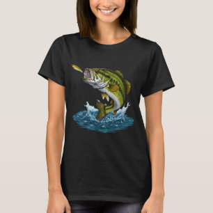 Largemouth Bass Jumping with Lure Fishing Graphic T-Shirt