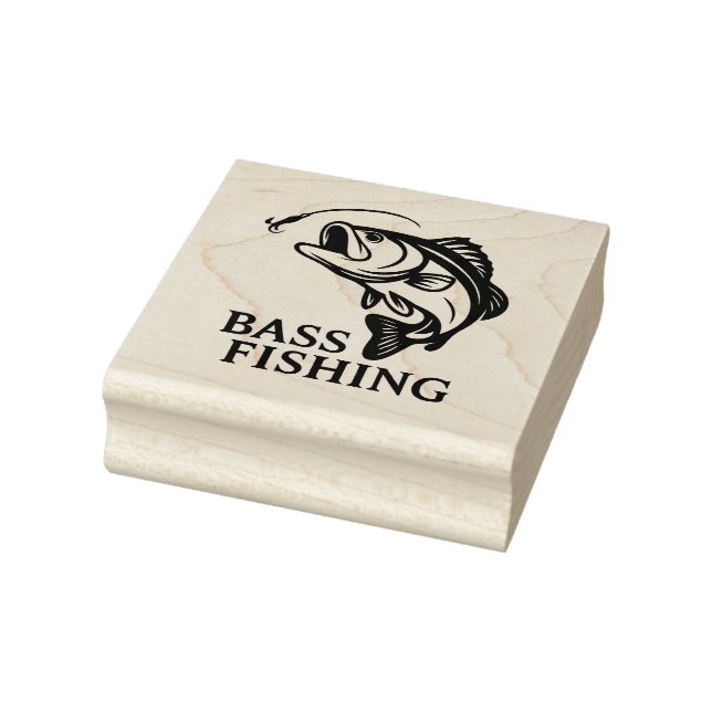 Largemouth Bass Lunging for a lure bait Rubber Stamp (Stamp)