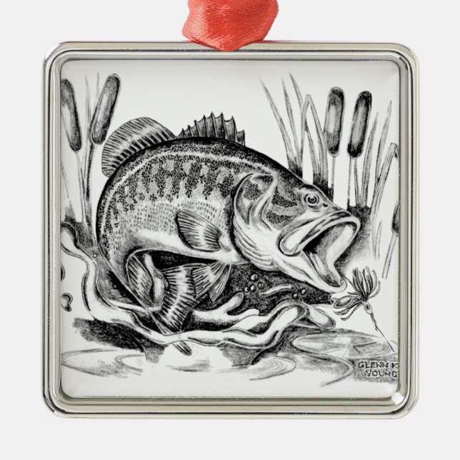 Largemouth bass metal tree decoration (Front)