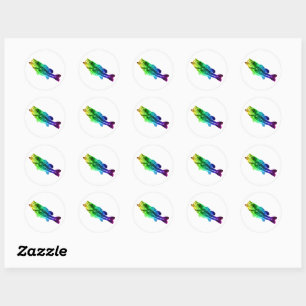 LARGEMOUTH BASS Rainbow Classic Round Sticker