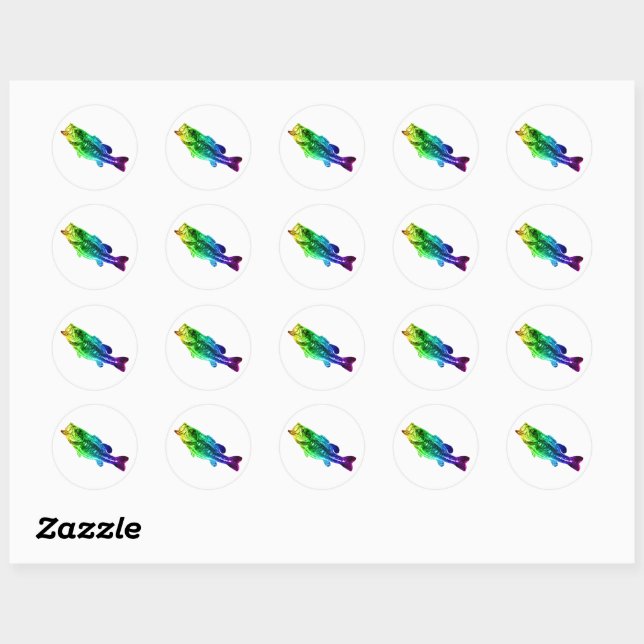 LARGEMOUTH BASS Rainbow Classic Round Sticker (Sheet)