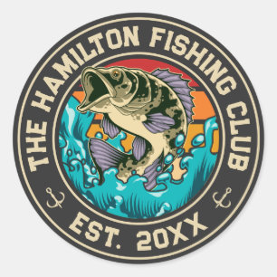 Largemouth Bass Retro Sunset Fishing Club Classic Round Sticker