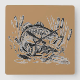 Largemouth Bass Square Wall Clock