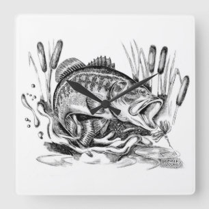 Largemouth Bass Square Wall Clock