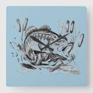 Largemouth Bass Square Wall Clock