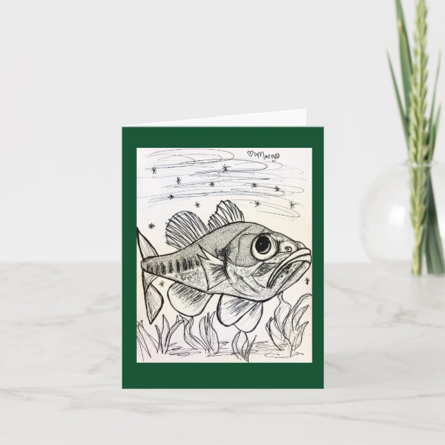 Largemouth Bass Swimming Note Card (Front)