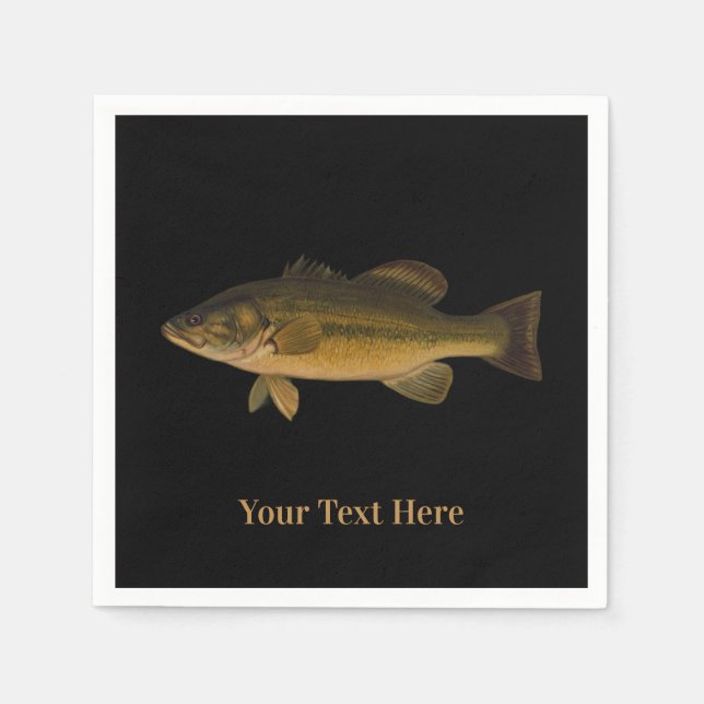 Largemouth Bass Your Text Here Fish Napkin (Front)