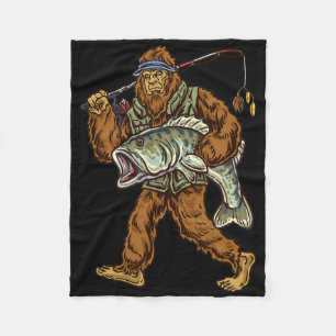 Largemouth Byss Fishing Bigfoot Fisherman 1 Fleece Blanket