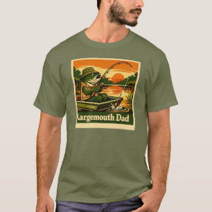Largemouth Dad – Funny Retro Fishing Sunset  T-Shirt