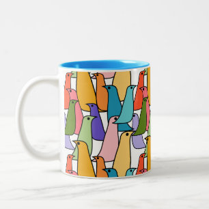 Larger Colourful Birds Two-Tone Coffee Mug