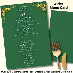 Larger Menu Card - Emerald Green & Gold