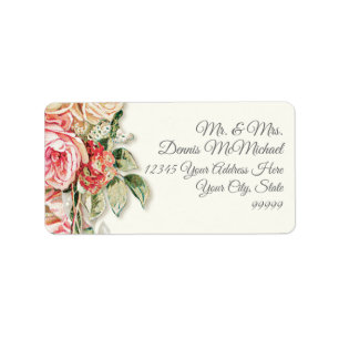 Larger Return Address Elegant Vintage Blush Roses Label
