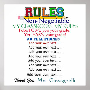 Larger Version Teacher Classroom Rules Poster