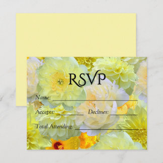 Larger Yellow Floral Watercolor Wedding RSV RSVP Card