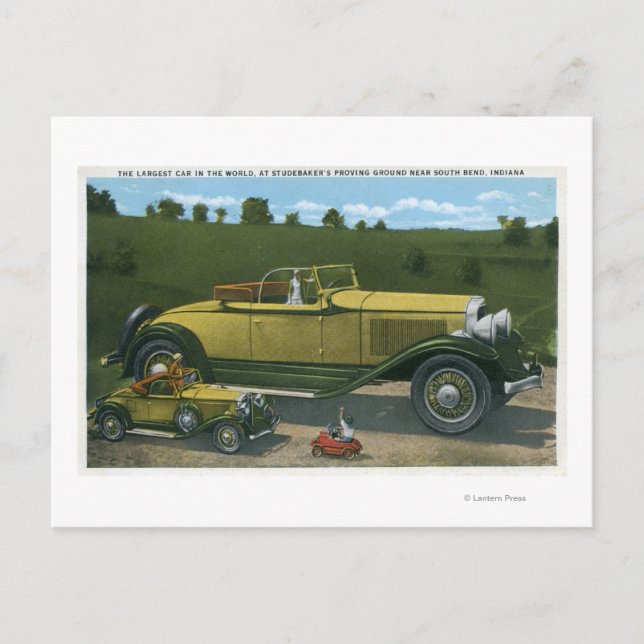 Largest Car in World, Studebaker Proving Postcard (Front)