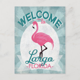 Largo Florida Pink Flamingo Retro Postcard