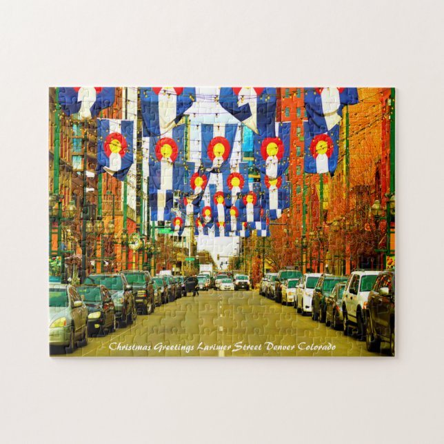 Larimer Street Denver Colorado Christmas Greetings Jigsaw Puzzle (Horizontal)