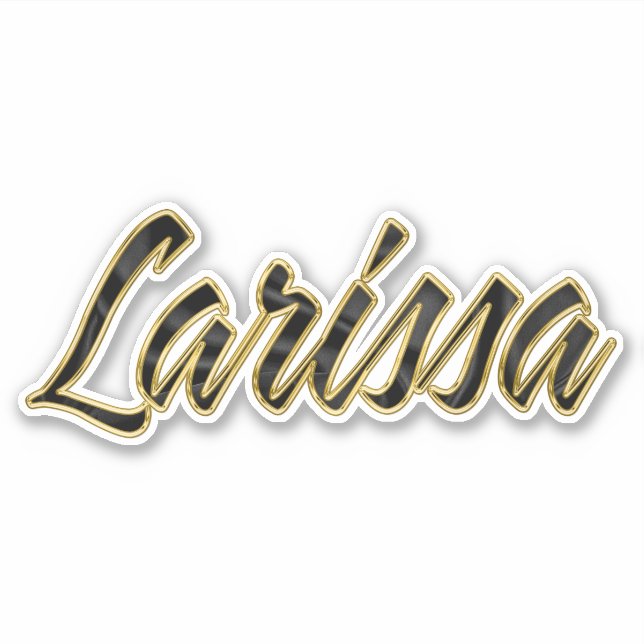 Larissa black gold lettering sticker (Front)