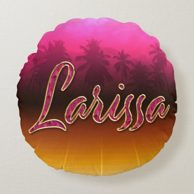 Larissa first name name golden pink pillow (Front)