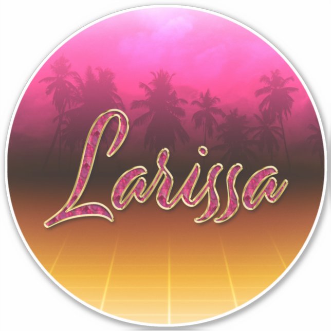 Larissa First name name golden pink sticker (Front)