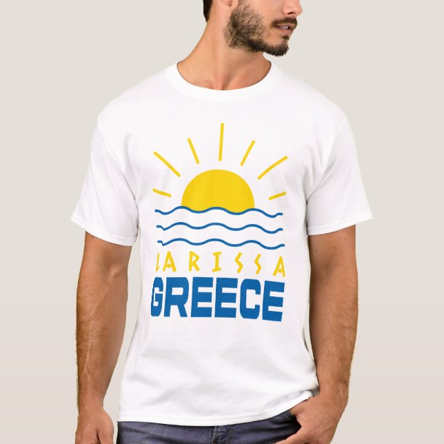 Larissa Greece Sunshine And Sea Men's White T-Shirt (Front)