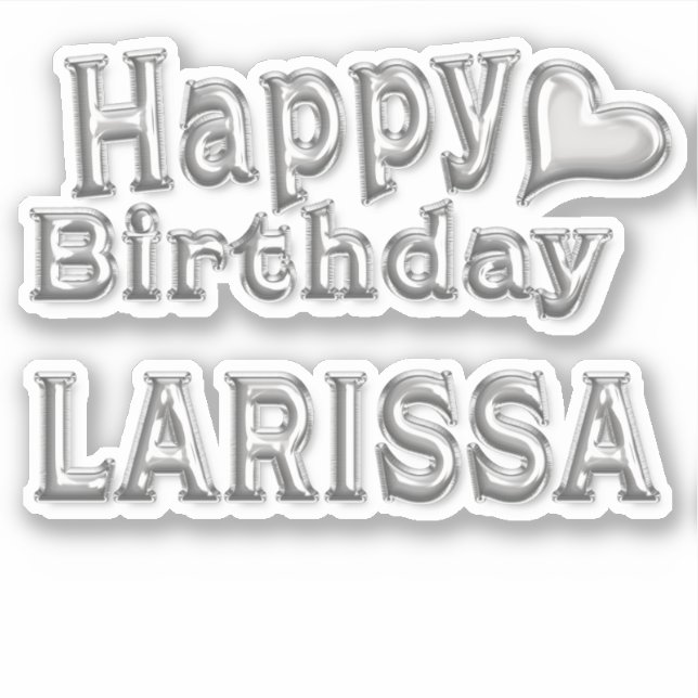Larissa Happy Birthday silver sticker (Front)