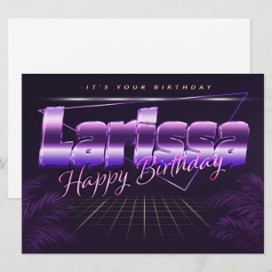 Larissa Name Vorname lila retro Karte Geburtstag Card