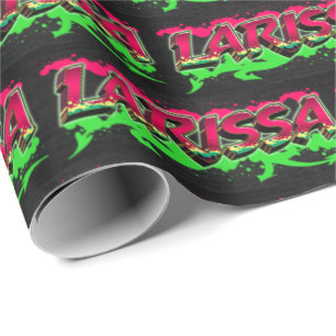 Larissa Vorname Name Graffiti red green Wrapping Paper