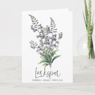 Larkespur July Birth Flower Birthday Card