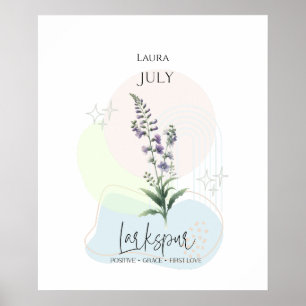 Larkspur Birth Flower for July  Poster