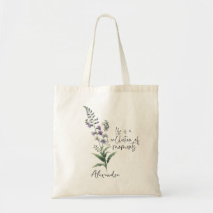 Larkspur July Birth Flower Custom Name Tote Bag