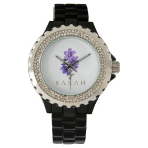 Larkspur July Custom Birth Flower Gift Watch