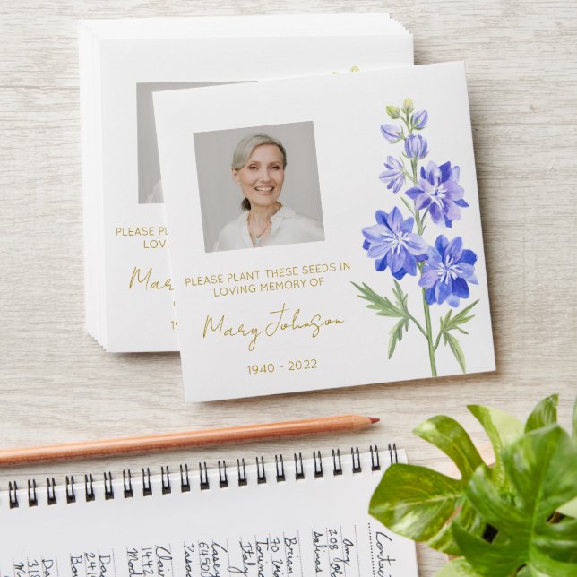 Larkspur | Simple Photo Funeral Seed Envelope (Stacked)